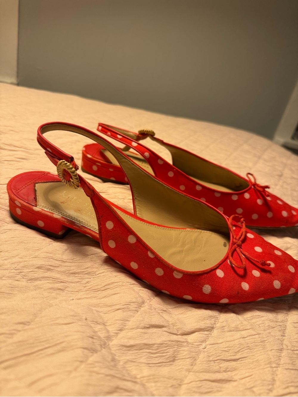 Kate Spade Red Polka Dot Slingback Flats - Women's Casual Ballet Flats